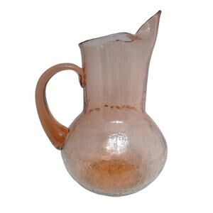 Vtg Bischoff Copperette Crackle Glass Pitcher